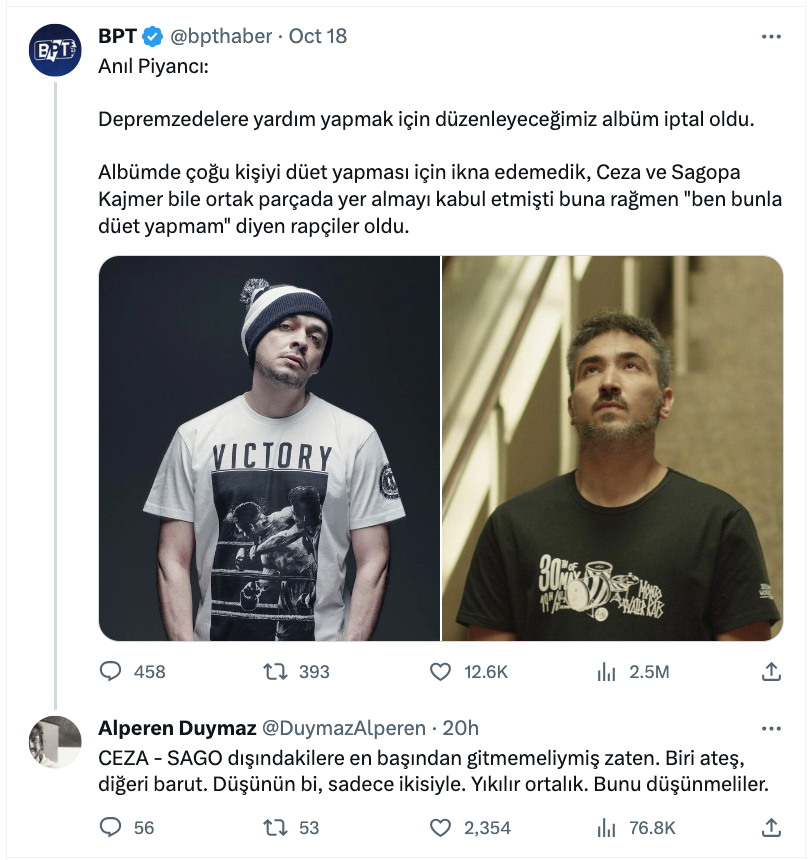 alperen durmaz dan anil piyanci nin depremzedeler yararina album aciklamasina dikkat ceken yorum